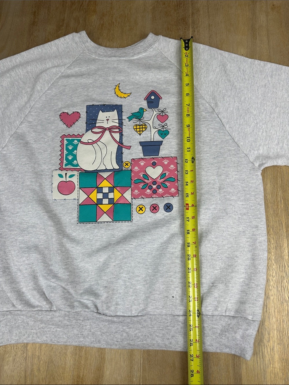 Vintage 90s Country-Kitsch Grannycore Cat Quilt Crewneck - Picture 8 of 10
